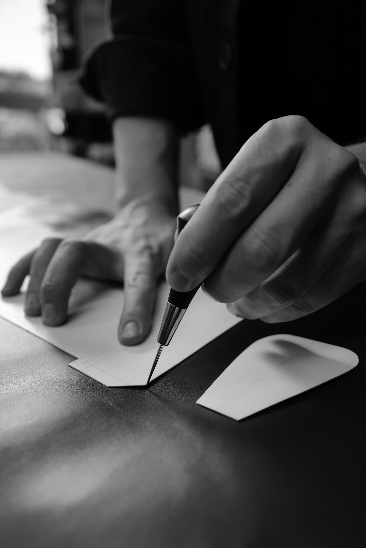 Cutting leather by hand